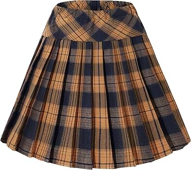 Urban CoCo Women's Elastic Waist Tartan Pleated School Skirt